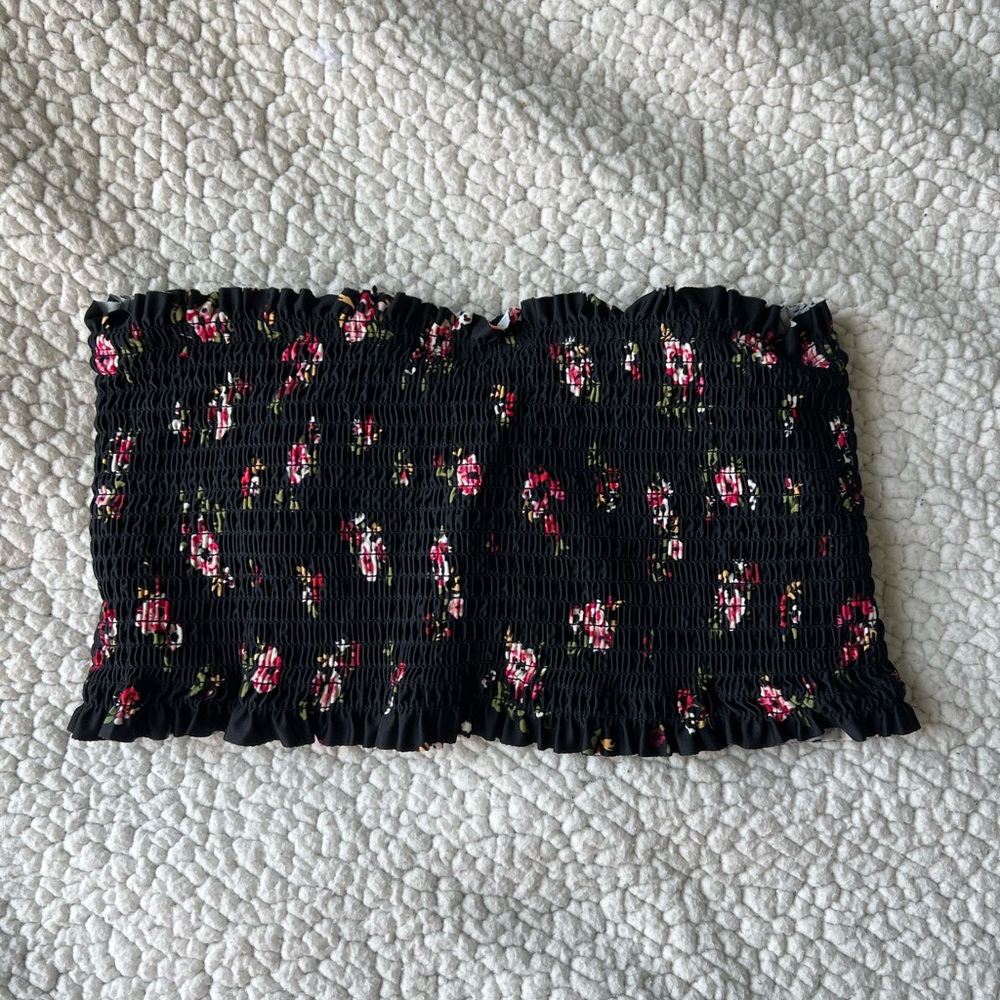 Floral corset tie bikini top